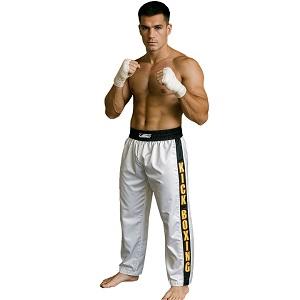 FIGHT-FIT - Kick-Boxing Hosen / Satin / Kick-Boxing / Weiss / Medium